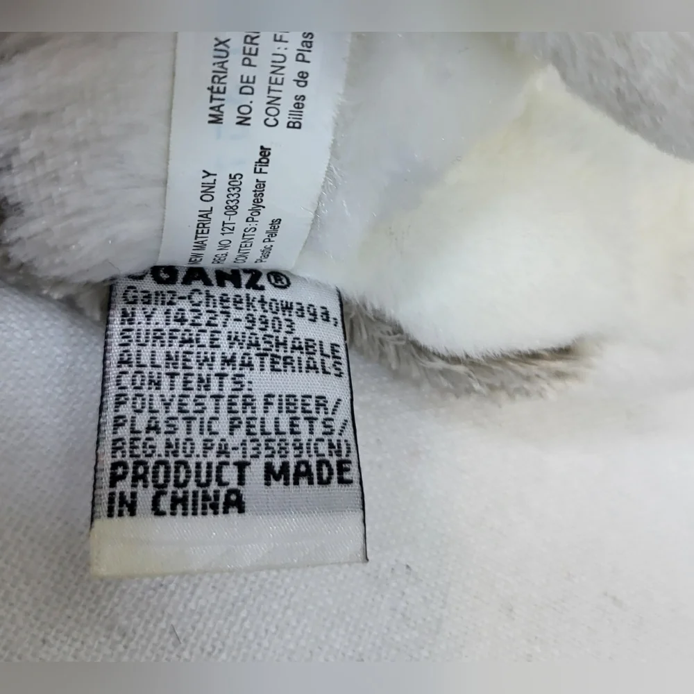 Ganz Webkinz White‎ Gray Schnauzer Dog Stuffed Plush Toy Collectible 10